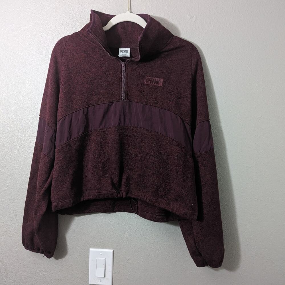 Victoria's Secret VS PINK Cropped Half Zip Knit Pullover Sweater Jacket